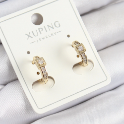 Mey İthalat® Xuping Zirkon Taşlı Kemer Model Gold Renk Kadın Küpe