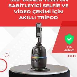 Mey İthalat® Yapay Zeka Destekli Yüz Takip Özellikli 360 Derece Dönen Masaüstü Telefon Sabitleyici