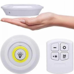 Mey İthalat® Yapışkanlı 3'lü Spot Led Işık Lamba Montajsız Pilli Uzaktan Kumandalı