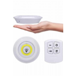 Mey İthalat® Yapışkanlı 3'lü Spot Led Işık Lamba Montajsız Pilli Uzaktan Kumandalı