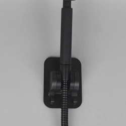 Mey İthalat® Yapışkanlı Duş Başlığı Tutucu Ayarlı Askılı Siyah