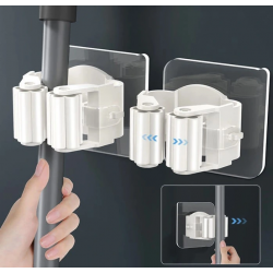 Mey İthalat® Yapışkanlı Pratik Mop Tutucu 4 Adet Beyaz