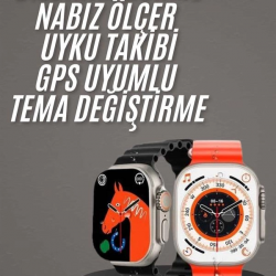 Mey İthalat® Yeni Model Akıllı Saat Ultra Smart Watch Gümüş Kasa 45mm Titreşim