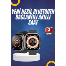 Mey İthalat® Yeni Model Akıllı Saat Ultra Smart Watch Gümüş Kasa 45mm Titreşim