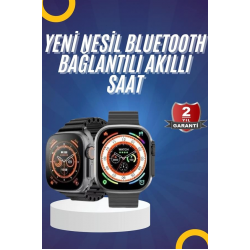 Mey İthalat® Yeni Model Akıllı Saat Ultra Smart Watch Gümüş Kasa 45mm Titreşim