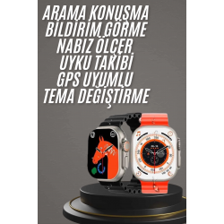 Mey İthalat® Yeni Model Akıllı Saat Ultra Smart Watch Gümüş Kasa 45mm Titreşim