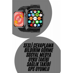 Mey İthalat® Yeni Nesil Akıllı Saat Çağrı Cevaplama Müzik Dinleme Plastik Kordon Mesaj Bildirimleri