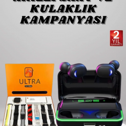 Mey İthalat® Yeni Nesil Akıllı Saat ve Bluetooth Kulaklık Kampanyası Android Ve İOS Uyumlu Uyku ve Sağlık Takibi