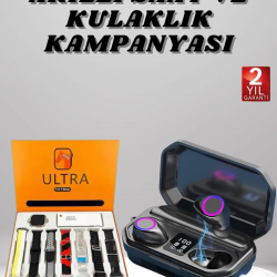 Mey İthalat® Yeni Nesil Akıllı Saat ve Bluetooth Kulaklık Kampanyası Dijital Göstergeli Powerbankli