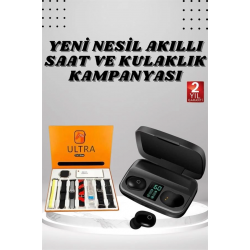 Mey İthalat® Yeni Nesil Akıllı Saat ve Bluetooth Kulaklık Kampanyası Dokunmatik Kare 7 Kordonlu