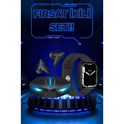 Mey İthalat® Yeni Nesil Akıllı Saat ve Kablosuz Kulaklık Kampanyası İkili Set Bluetooth Bağlantılı