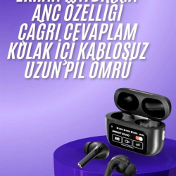 Mey İthalat® Yeni Nesil ANC Özellikli Çağrı Cevaplayan Dokunmatik Ekranlı Bluetooth Kulaklık Siyah