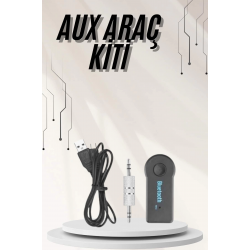 Mey İthalat® Yeni Nesil Bluetooth Aux Araç Kiti Siyah TV Tablet Telefon Araç Araba