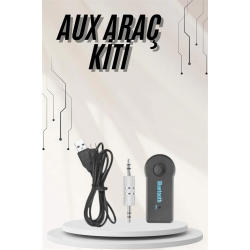 Mey İthalat® Yeni Nesil Bluetooth Aux Araç Kiti Siyah TV Tablet Telefon Araç Araba