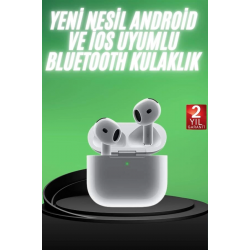 Mey İthalat® Yeni Nesil Bluetooth Kulaklık Beyaz Çağrı Cevaplayabilen Kablosuz