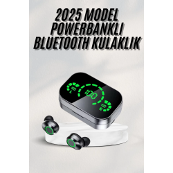 Mey İthalat® Yeni Nesil Bluetooth Kulaklık Çağrı Cevaplayabilen Dijital Göstergeli Powerbankli