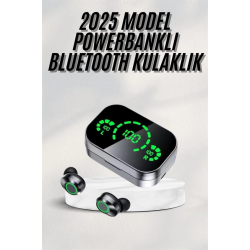Mey İthalat® Yeni Nesil Bluetooth Kulaklık Çağrı Cevaplayabilen Dijital Göstergeli Powerbankli