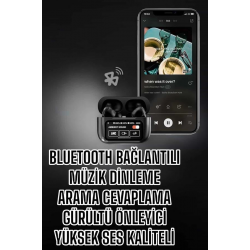 Mey İthalat® Yeni Nesil Bluetooth Kulaklık Ekranlı Yüksek Ses Kaliteli Uzun Şarj Süreli