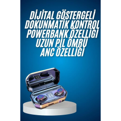 Mey İthalat® Yeni Nesil Bluetooth Kulaklık Uzun Pil Ömrü El Fenerli Dijital Şarj Göstergeli