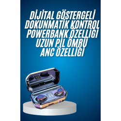 Mey İthalat® Yeni Nesil Bluetooth Kulaklık Uzun Pil Ömrü El Fenerli Dijital Şarj Göstergeli