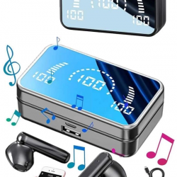 Mey İthalat® Yeni Nesil Kablosuz Kulaklık Aynalı Powerbank Özellikli Bluetooth Bağlantılı Dijital Göstergeli