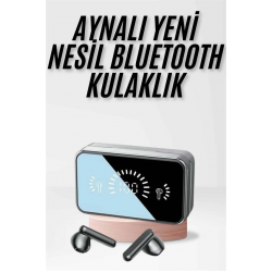 Mey İthalat® Yeni Nesil Kablosuz Kulaklık Aynalı Powerbank Özellikli Bluetooth Bağlantılı Dijital Göstergeli