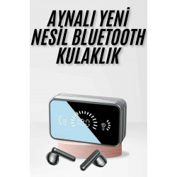 Mey İthalat® Yeni Nesil Kablosuz Kulaklık Aynalı Powerbank Özellikli Bluetooth Bağlantılı Dijital Göstergeli