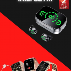 Mey İthalat® Yeni Nesil Kaliteli Akıllı Saat ve Kablosuz Bluetooth Kulaklık  Yüksek Ses Kaliteli