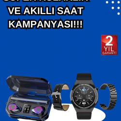 Mey İthalat® Yeni Nesil Kampanyası Bluetooth Bağlantılı Akıllı Saat ve Kablosuz Kulaklık Dijital Göstergeli