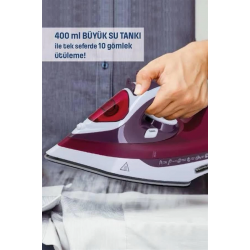 Mey İthalat® Yeni Nesil Kırmızı Buharlı Ütü 2200 Watt Seramik Tabanlı Yüksek Buhar Gücü