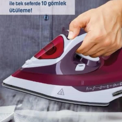 Mey İthalat® Yeni Nesil Kırmızı Buharlı Ütü 2200 Watt Seramik Tabanlı Yüksek Buhar Gücü