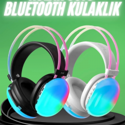 Mey İthalat® Yeni Nesil Kulak Üstü Kablosuz Uzun Ömürlü RGB Işıklı Bluetooth Kulaklık