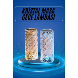Mey İthalat® Yeni Nesil Modern Kristal Masa ve Gece Lambası Dokunmatik Renk Değiştirebilen