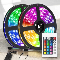 Mey İthalat® Yeni Nesil RGB Işıklı 10Metre Şerit Led Kumandalı Şarj Edilebilir