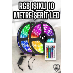 Mey İthalat® Yeni Nesil RGB Işıklı 10Metre Şerit Led Kumandalı Şarj Edilebilir