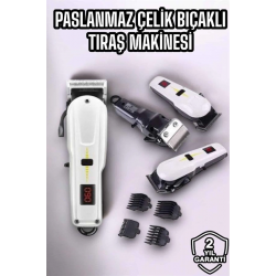 Mey İthalat® Yeni Nesil Tıraş Makinesi Uzun Şarjlı Paslanmaz Çelik Bıçaklı