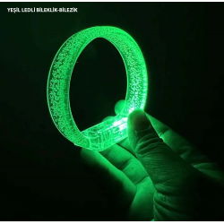 Mey İthalat® Yeşil Led Işıklı Baskı Yapılabilen Pilli Bileklik Bilezik 1,5 cm Genişlik