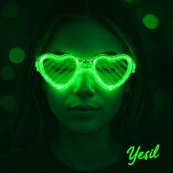 Mey İthalat® Yeşil LED Işıklı Kalp Gözlük – 3 Modlu Parti