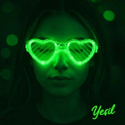 Mey İthalat® Yeşil LED Işıklı Kalp Gözlük – 3 Modlu Parti & Glow Gözlüğü