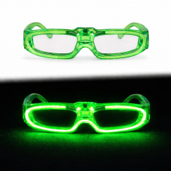 Mey İthalat® Yeşil LED Işıklı Parti Gözlüğü 3 Modlu – Gece Eğlence Gözlüğü