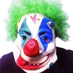 Mey İthalat® Yeşil Renk Afro Bonus Peruklu Palyaço Lateks Et Maske