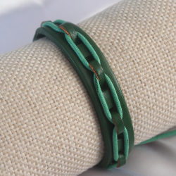 Mey İthalat® Yeşil Renk Deri İpli Erkek Bileklik