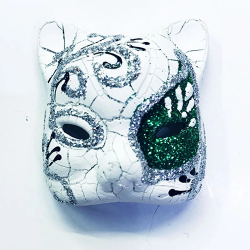 Mey İthalat® Yeşil Renk İşlemeli Seramik Malzemeden İmal Venedik Kedi Model Magnet