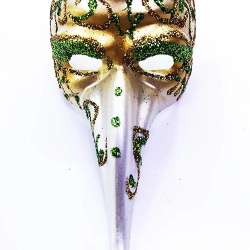 Mey İthalat® Yeşil Renk İşlemeli Seramik Malzemeden İmal Venedik Uzun Maske Magnet