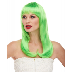 Mey İthalat® Yeşil Renk Uzun Düz Parti Peruğu