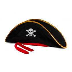 Mey İthalat® Yetişkin Boy Kadife Jack Sparrow Denizci Kaptan Jack Korsan Şapkası 50X20 CM