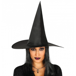 Mey İthalat® Yetişkin Boy Siyah Cadı Şapkası ve Uzun Siyah Cadı Peruğu