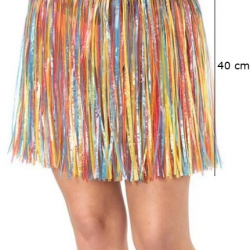 Mey İthalat® Yetişkin ve Çocuk Uyumlu Rengarenk Püsküllü Hawaii Luau Hula Etek 40 cm