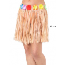 Mey İthalat® Yetişkin ve Çocuk Uyumlu Saman Renk Püsküllü Hawaii Luau Hula Etek 40