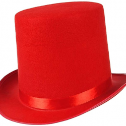 Mey İthalat® Yetişkinler İçin Kırmızı Renk Ringmaster Sihirbaz Şapkası Fötr Şapka 15 cm